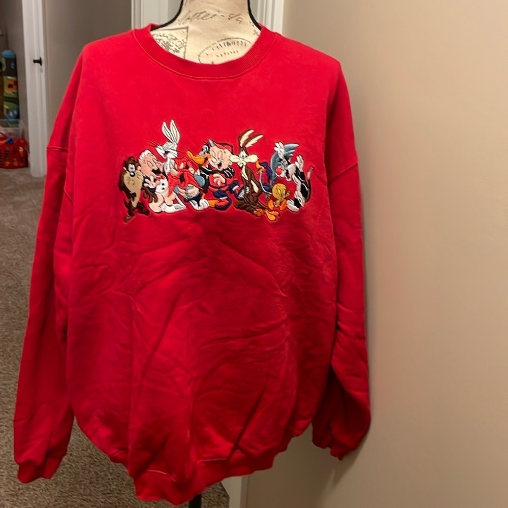 EUC 1990’s Vintage Warner Bros Looney Tunes Embroidered characters sweatshirt XL